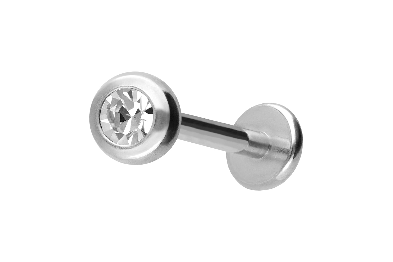 Titan Labret Piercing mit Innengewinde KRISTALL